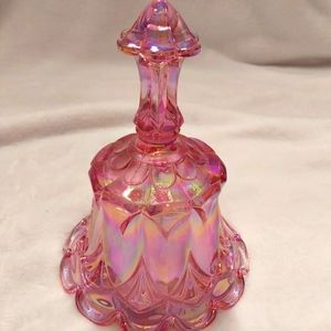Fenton glass bell in Dusty Rose (Pink) on Carnival Glass
